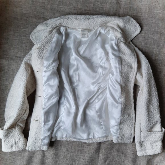 NWOT Charlotte Russe Woven Wool Cream White Short Winter Coat Jacket Buttons Sm - Picture 10 of 10